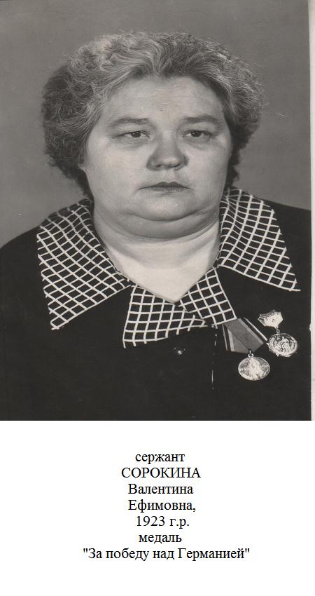 Сорокина Валентина Ефимовна